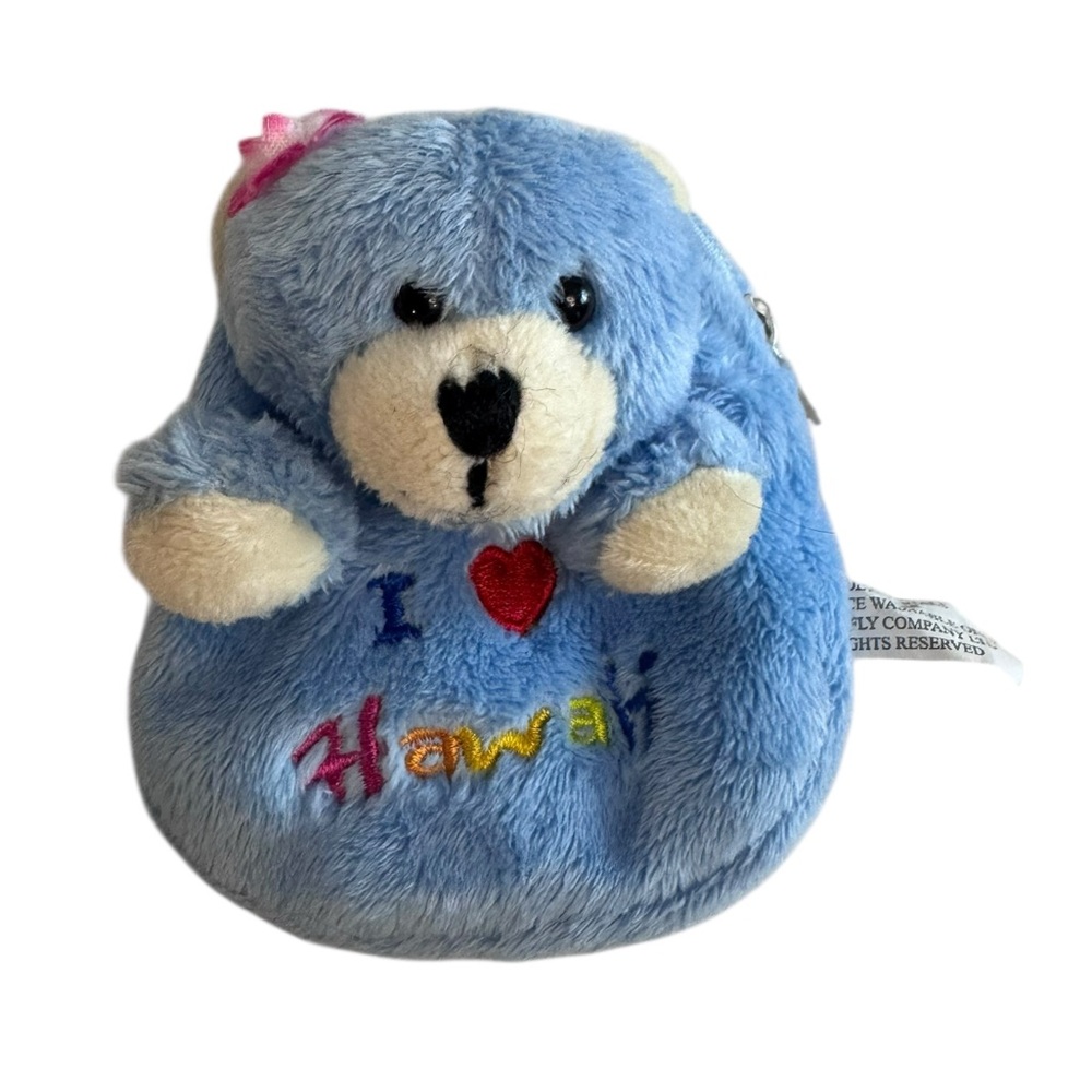 Plush Hawaiian bear backpack keychain
